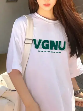 白色仿棉短袖t恤女2023新款夏季美式复古潮牌冷淡系独特别致上衣图片