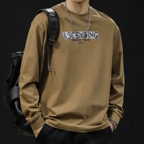 长袖t恤男纯棉百搭宽松大码春季2024新款男士内搭潮流衣服春秋潮商品大图