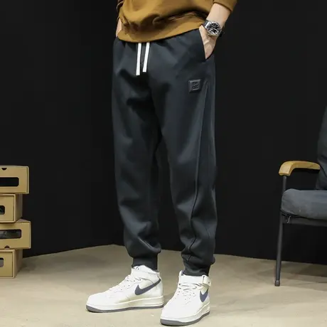 休闲运动裤男冬季2023新款束脚卫裤男士黑色裤子大码秋冬潮流百搭商品大图