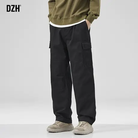 男士黑色工装裤子男宽松直筒2024新款男裤秋款纯棉休闲裤长裤男款商品大图