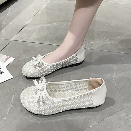 透气网纱单鞋女夏款2023年新款平底鞋软底今年新款凉鞋百搭蛋卷鞋商品大图