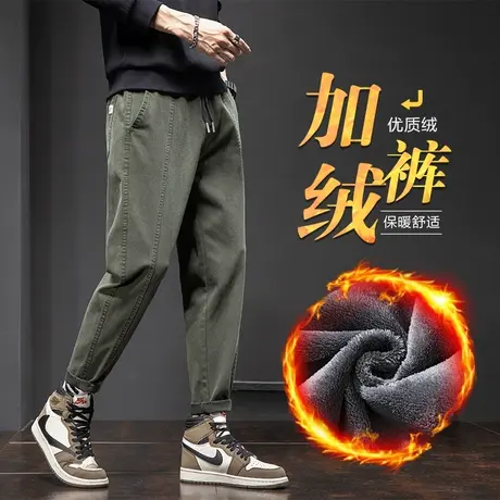 秋冬季工装休闲裤子男裤2023新款保暖外穿加绒裤加厚棉裤冬天冬裤商品大图