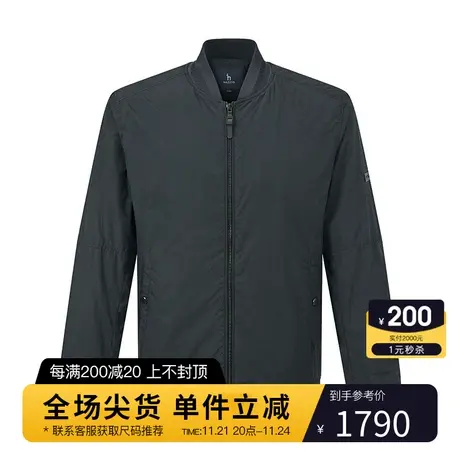 Hazzys哈吉斯秋冬新款男士休闲夹克外套简约潮纯色防风棒球服上衣商品大图