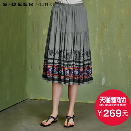 s.�r【🛌上新】🛍圣迪奥女装民族刺绣棉质长裙S14281127图片