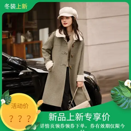 时尚毛呢外套2023年冬季新款翻领减龄休闲慵懒温柔百搭加棉上衣商品大图