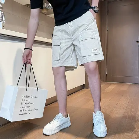 夏季男短裤五分裤裤子口袋工装宽松直筒薄款潮牌休闲潮流运动中裤商品大图
