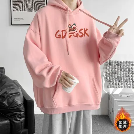 卫衣男春秋季新款休闲宽松上衣国潮情侣潮流ins加绒加厚保暖外套图片