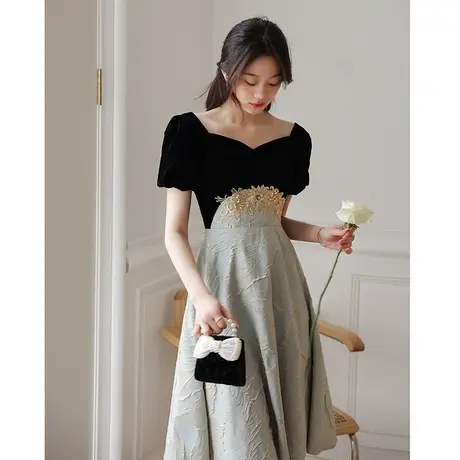 黑色小晚礼服裙轻奢小众高端女宴会气质高端高贵主持人赫本风夏季图片