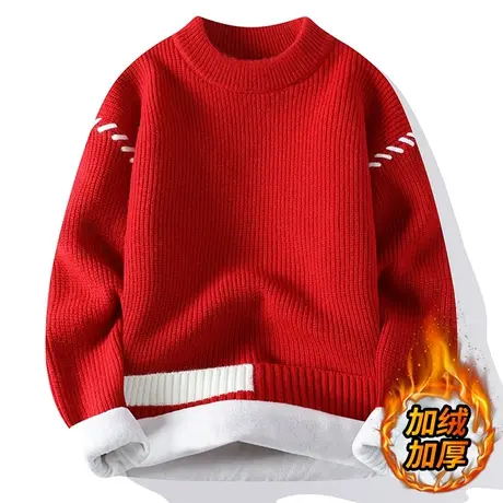 龙年红色毛衣男冬季加绒加厚2024本命年针织衫男内搭打底衫线衣服商品大图