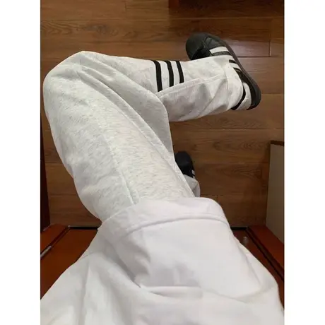高级感灰色条纹运动裤女秋冬2023新款小个子高腰显瘦直筒阔腿裤潮图片
