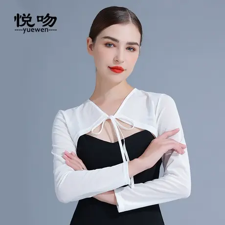 网纱系带小披肩女夏百搭短款薄外套2024新款长袖开衫配裙子的外搭商品大图