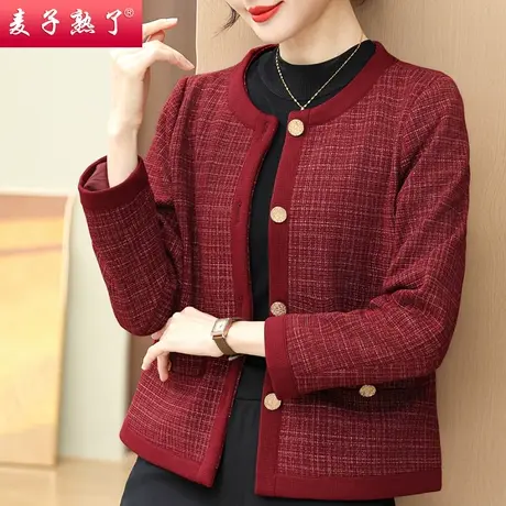 中老年人女小个子妈妈装2024春季新款小香风气质外套秋开衫上衣服图片