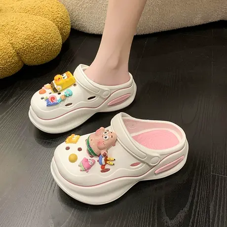奶呼呼卡通洞洞凉拖鞋女外穿2023夏季新款懒人时尚百搭厚底包头拖图片