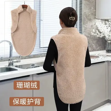 珊瑚绒护背马甲肩颈保暖外穿护腰女老人后背披肩秋冬防凉商品大图
