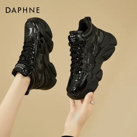 达芙妮老爹鞋女鞋新款增高时尚厚底小白鞋女百搭高帮休闲运动鞋女商品大图