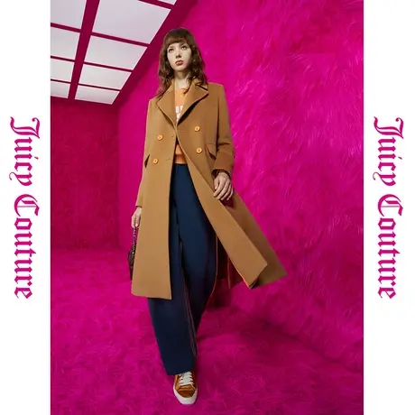 Juicy Couture橘滋初秋冬新款魅力磁场双排撞色扣女式大衣商品大图