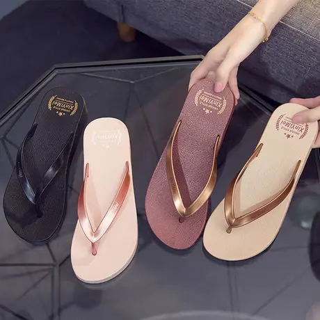 2024新款人字拖鞋女ins潮夏时尚凉拖鞋厚底防滑夹脚可湿水沙滩鞋图片