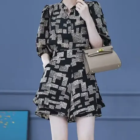 法式v领上衣夏季新款时尚雪纺衬衫2023年休闲宽松显瘦泡泡袖小衫图片