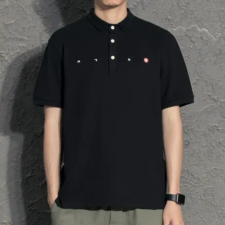 小刺绣简约男士黑色polo衫潮牌t恤短袖男款夏季衣服潮流帅气休闲商品大图