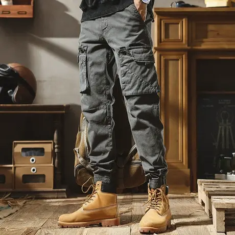 高街机能痞帅工装裤子男冬季新款2022时尚潮男宽松百搭束脚休闲裤商品大图