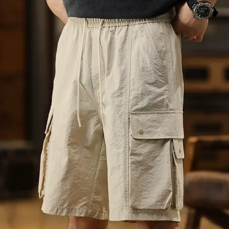 男士夏季薄款五分裤休闲宽松大码直筒时尚潮流短裤透气百搭五分裤商品大图