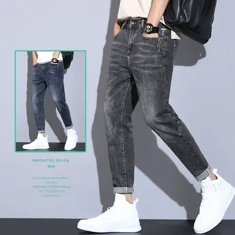 秋季弹力高端牛仔裤男裤子男士休闲长裤直筒宽松潮牌春秋款青少年商品大图