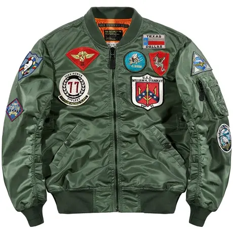 VIP飞行员夹克男徽章ma1刺绣棒球服春秋薄款大码宽松工装外套潮牌商品大图