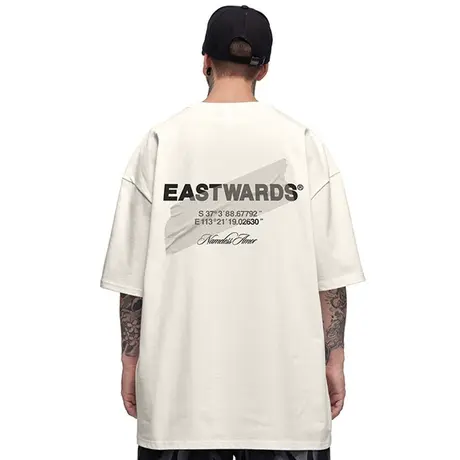 欧美潮牌字母印花纯棉T恤大码男装街头嘻哈复古vintage宽松短袖夏商品大图