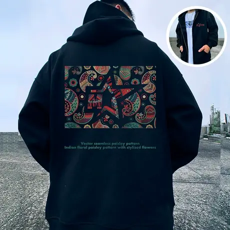 oversize春秋复古季宽松加肥加大码连帽拉链开衫胖子卫衣男生外套商品大图