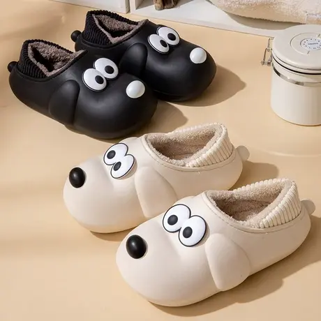 防水棉拖鞋女外穿冬季2023新款室内家居防滑保暖可爱包跟月子棉鞋商品大图