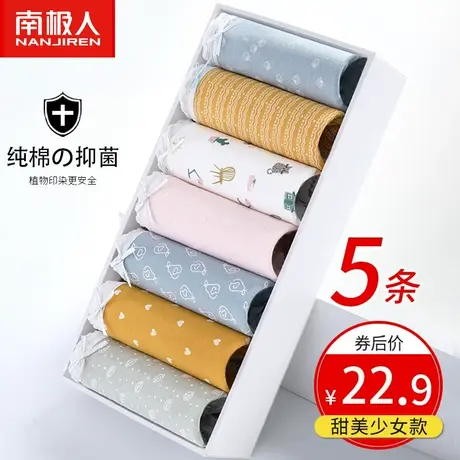 南极人内裤性感新款纯棉100%全棉裆抗菌日系少女甜美女生三角短裤商品大图