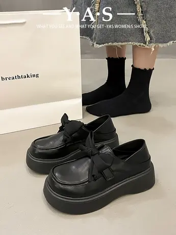英伦风小皮鞋2024年新款女春秋百搭jk制服松糕厚底玛丽珍单鞋潮商品大图