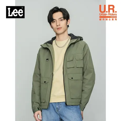 Lee商场同款22春季新品舒适绿色男连帽夹克外套LMT0014334QE-ANL图片