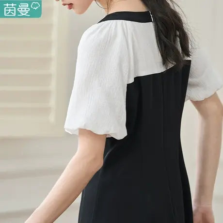 茵曼遮肚子减龄连衣裙2023夏季新款女装小黑裙子质感高级感茶歇裙商品大图