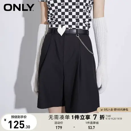 ONLY奥莱夏季高腰直筒舒适通勤压褶短裤休闲裤女商品大图