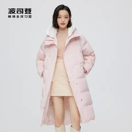 波司登奥莱女士轻量环保宽松H型长款可脱卸帽双重门襟羽绒服图片