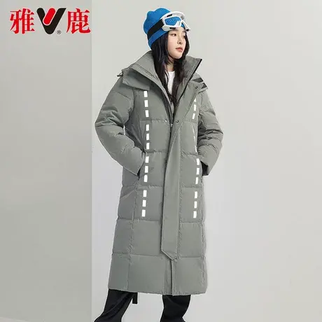 雅鹿羽绒服女中长款2022冬季新款宽松保暖面包服时尚外搭连帽外套商品大图
