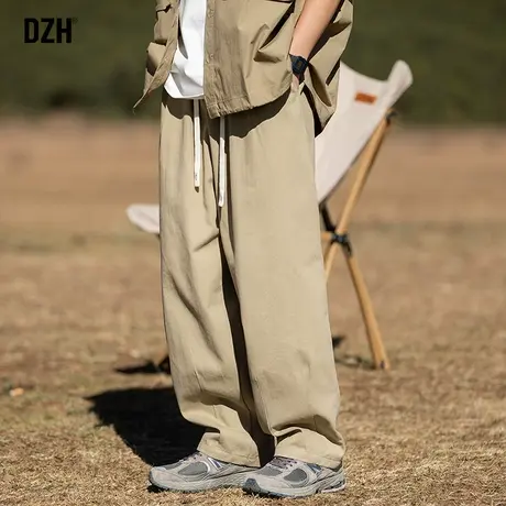 男生卡其色工装裤子男款冬季直筒裤阔腿裤休闲裤加绒男裤秋冬长裤商品大图