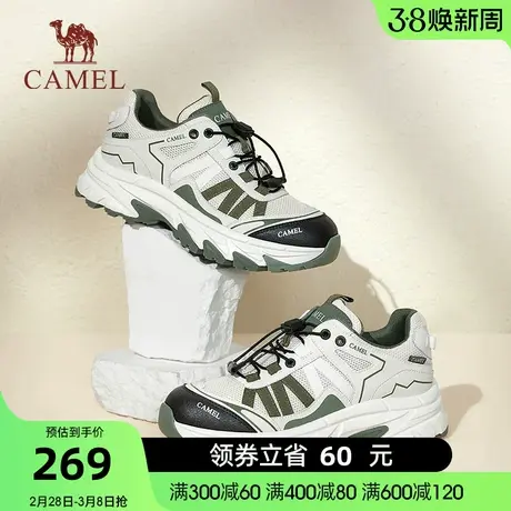 骆驼女鞋2024春新款拼色运动休闲厚底增高老爹鞋户外徒步鞋登山鞋商品大图