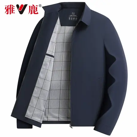 雅鹿春秋季2025新款男士翻领夹克中年休闲宽松外套商务爸爸装茄克商品大图