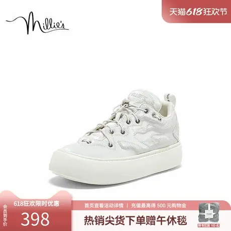 millie's妙丽时尚休闲鞋春季百搭圆头通勤小白鞋女运动鞋27607CM4商品大图