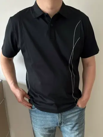 大依无忧夏大码男装线条胖子加肥加大男士休闲短袖翻领t恤polo衫商品大图