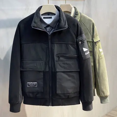 棉衣外套男士韩版潮流秋冬季加绒加厚工装棉服休闲男装棒球服夹克图片