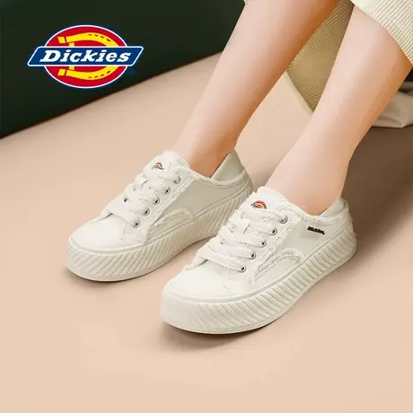 Dickies帆布鞋女2025春季小白鞋女百搭休闲板鞋厚底饼干鞋女增高图片