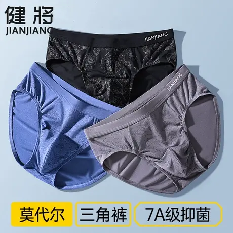 健将品牌男士内裤莫代尔三角裤头男款冰丝短裤大码宽松肥佬底裤衩商品大图