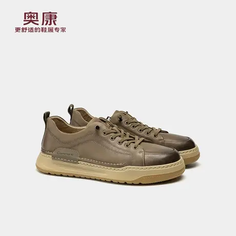 奥康 2025秋季新款男鞋休闲皮鞋时尚百搭轻便擦色复古运动板鞋图片