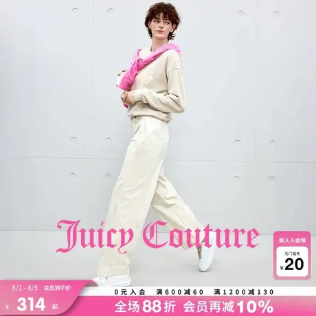 Juicy Couture橘滋休闲裤女2025年秋季新款白色直筒灯芯绒长裤商品大图