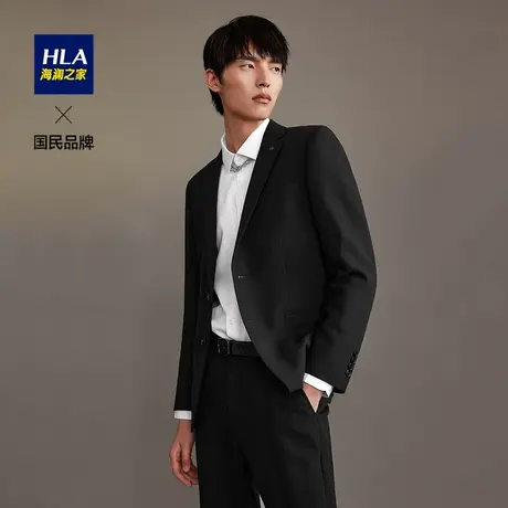 HLA/海澜之家商务正式黑色礼服套装2021秋冬宴会婚庆西服套装男图片