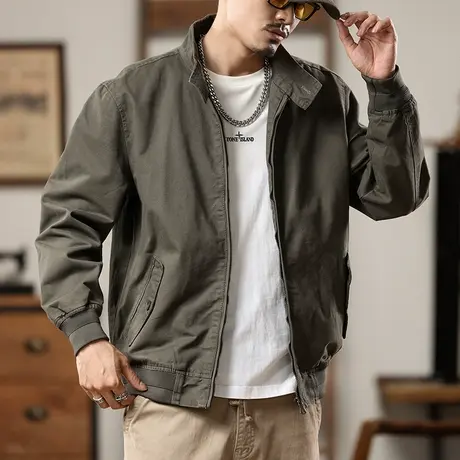 宽松大码纯色夹克外套男士上档次休闲外套男耐磨休闲外套秋冬款图片