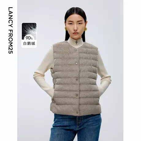 朗姿白鹅绒短款羽绒服高级感马甲内胆背心2024年冬季新款女款外套商品大图